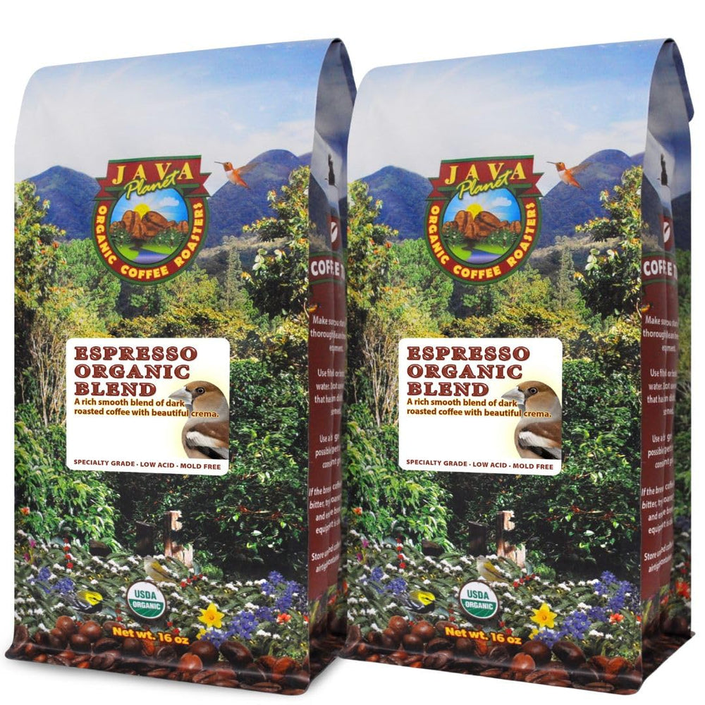 Java Planet front packaging showing 32 oz bag and brand benefit