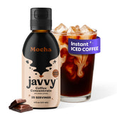 Javvy mocha front bottle showing branding and compact concentrate convenience