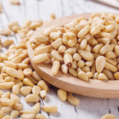 Jaybee's pine nuts close-up texture highlighting buttery kernels and freshness