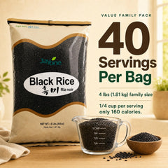 Jayone black rice cooked in a bowl showcasing chewy texture and meal visual appeal