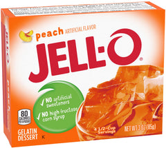 Jell-O peach front packaging showing brand and flavor for quick identification