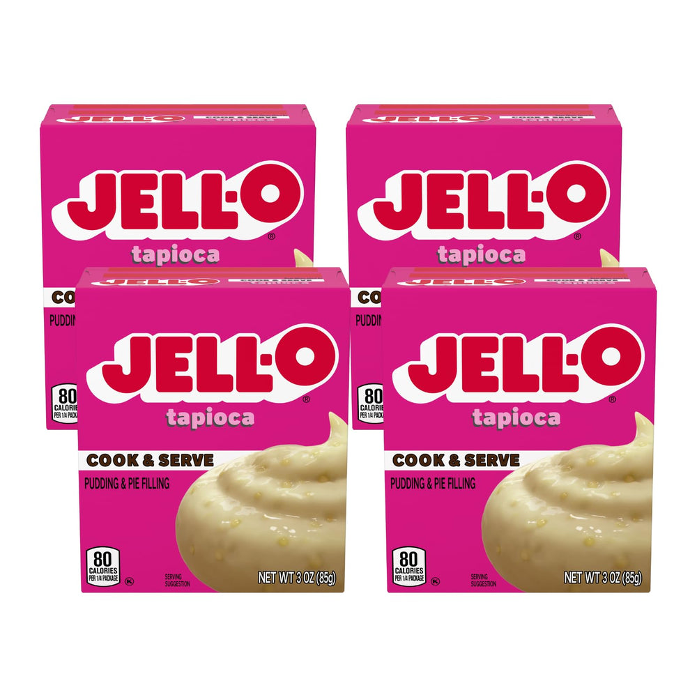 Jell-O front packaging showing tapioca mix and quick preparation benefit