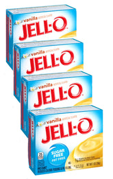 Jell-O front packaging showing vanilla sugar free pudding for convenient desserts