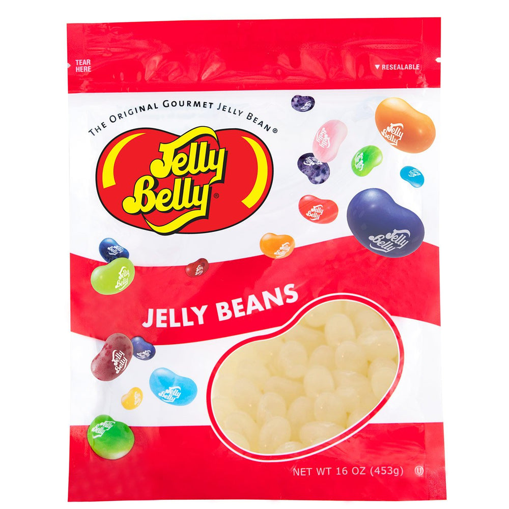 Jelly Belly front bag packaging showing A&W cream soda branding and resealable convenience
