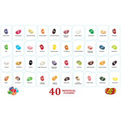 Jelly Belly flavor map detail inside the Beananza box showing labeled pockets for quick identification