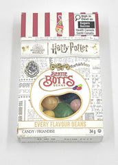 Jelly Belly close-up label showing Harry Potter branding and freshness guarantee benefit