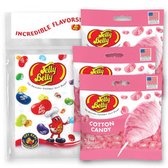 Jelly Belly front packaging showing cotton candy flavor and portability