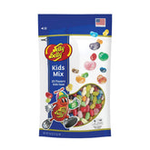 Jelly Belly pouch front view showing resealable bag and kid-friendly flavors for easy sharing