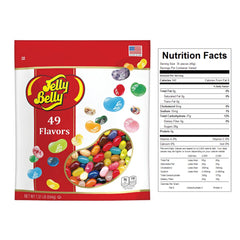 Jelly Belly open pouch spilling beans to show resealable convenience and portioning