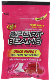 Jelly Belly front packaging showing Fruit Punch 1-ounce pouch for convenient energy