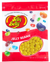 Jelly Belly Sunkist Lemon front packaging showing resealable 1-pound bag and lemon color benefits snack-ready freshness
