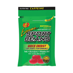 Close-up of Jelly Belly watermelon Sport Beans texture and glossy finish showing easy chew benefit