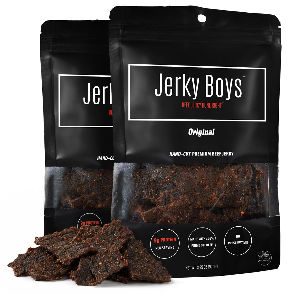 Jerky Boys front packaging showing original flavor and two-bag pack benefit