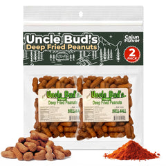 Jerky-n-Spice front packaging showing two Uncle Bud's peanut packs and bold Cajun branding