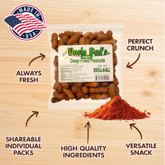 Jerky-n-Spice shelled peanuts revealing seasoned interior and crunchy appeal