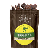 Jerky.com ostrich jerky front packaging shows brand and product for easy identification
