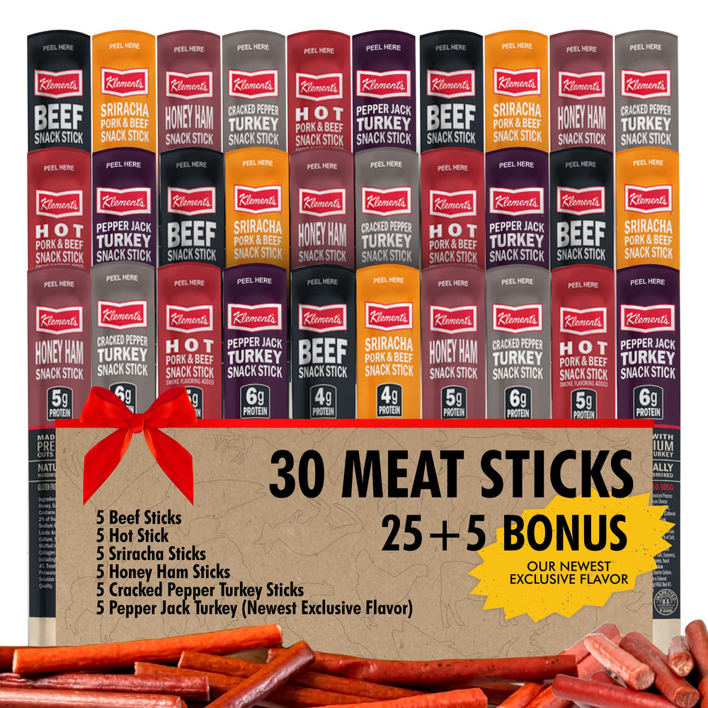 Jerky.com front packaging of 30pc variety pack showing assortment benefit