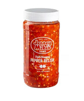 Jersey Mike's front jar shot showing label and spicy relish for bold sandwich flavor