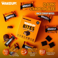 Jesse's WakeUP! dark chocolate bite close-up highlighting smooth coating and appeal