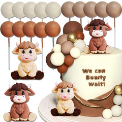 JeVenis front view of highland cow toppers showing cute design and clear details