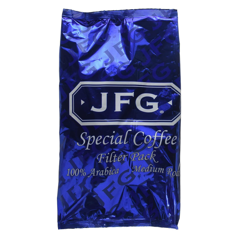 JFG front packaging showing pack of 42 filter pouches and strong value benefit