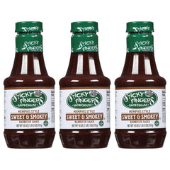 JFS Sticky Fingers front packaging showing three bottles and recipe sheet benefit