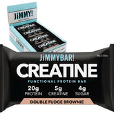 JIMMYBAR front packaging showing Double Fudge Brownie flavor and benefits