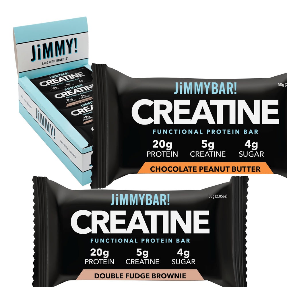 JIMMYBAR front packaging showing variety pack and convenience benefits