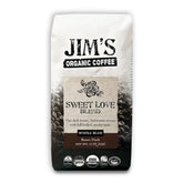 Jim's Organic Coffee front packaging showing product name and bold roast benefit