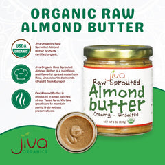 Jiva Organics almond butter texture close-up highlighting creamy spreadability