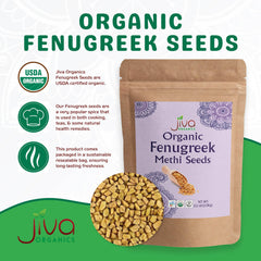 Jiva Organics close-up of whole fenugreek seeds highlighting freshness and aroma