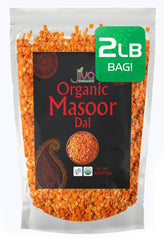 Jiva Organics front packaging showing organic 2-pound masoor dal benefits