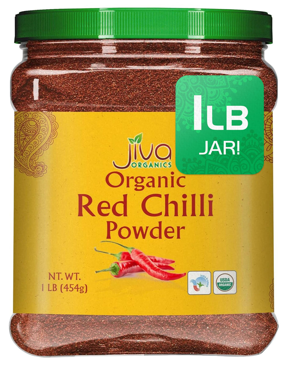 Jiva Organics front packaging showing jar benefits and organic seal