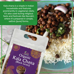 Jiva Organics cooked kala chana masala plated, flavorful meal option