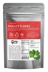 Jiva Organics close-up parsley flakes texture offering vibrant color and aroma
