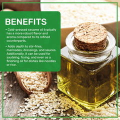 Jiva Organics bottle beside organic sesame seeds highlighting pure sourcing