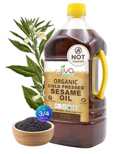 Jiva Organics front label on 3 liter bottle showing organic quality and neutral flavor