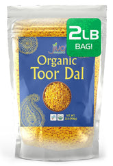 Jiva Organics front packaging of 2 lb toor dal showing organic seal and clear branding