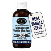 JL Gourmet Imports front label on 8 oz vanilla bean paste highlighting concentrated flavor
