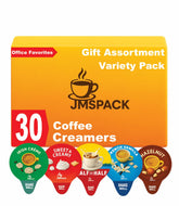 JMS PROFESSIONAL front box view showing all five creamer flavors and stirrers for gifting benefit