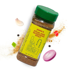 John’s Steak and Seasoning Spice front label showing brand and original flavor benefit