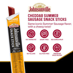 Johnsonville single unwrapped stick close-up highlighting tender texture and flavor