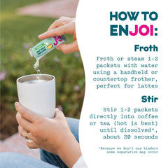 JOI frothed latte made with creamer showing barista-quality foam