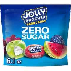 Jolly Rancher front packaging showing assorted sugar free bags and bright colors