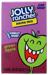 Jolly Rancher front packaging showing green apple flavor and portable single-serve benefit