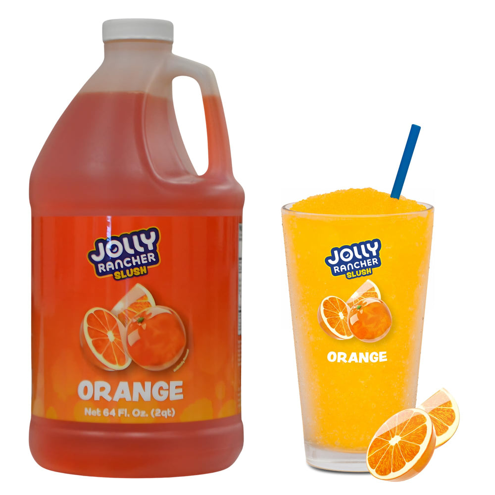 Jolly Rancher Slush orange bottle front label showing bright color and easy-pour resealable design