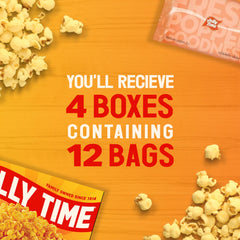 Close-up of Jolly Time Big Cheez kernels with visible cheddar seasoning for bold taste