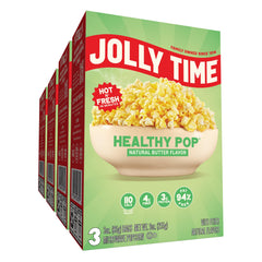 Jolly Time front packaging showing buttery sharing bag and pack information