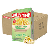 Jolly Time front box showing pack of 36 bags and low-fat benefit