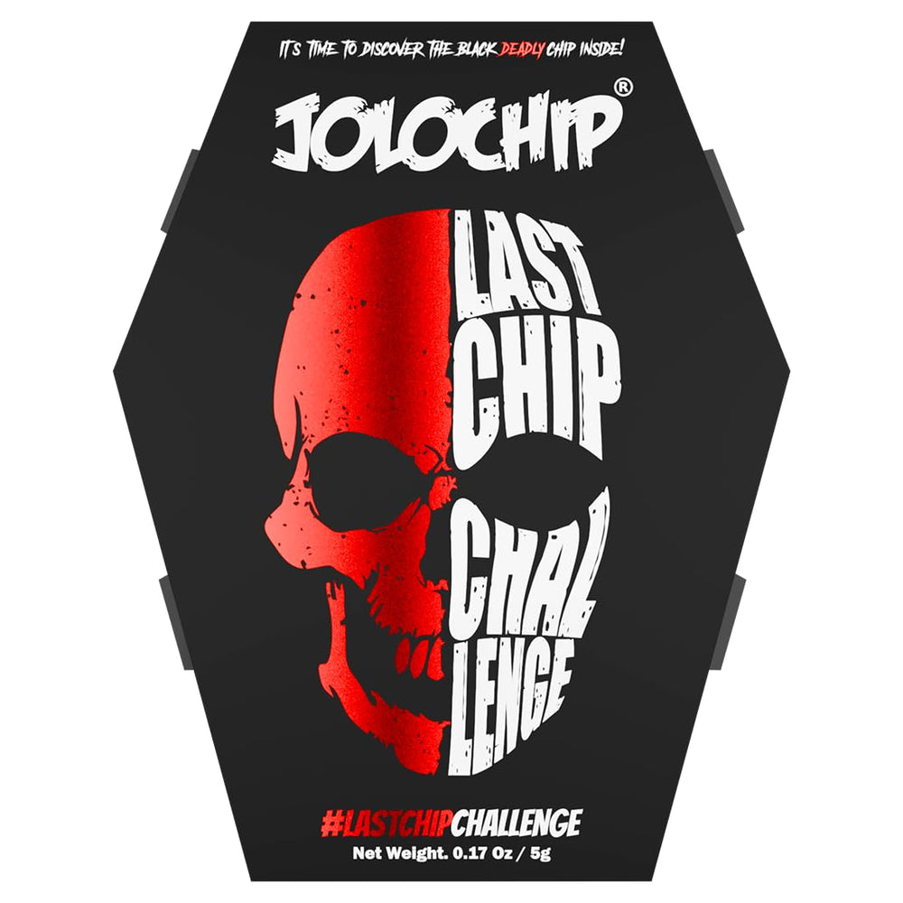 JOLOCHIP front packaging showing bold black chip and challenge branding for dramatic appeal